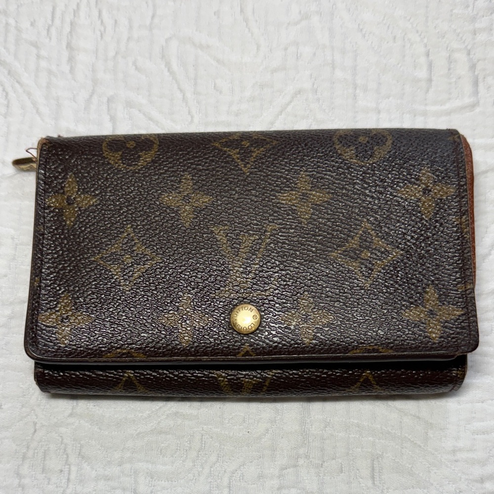 Louis Vuitton Vintage  Brown Monogram Porte-Monnaie Tresor Wallet